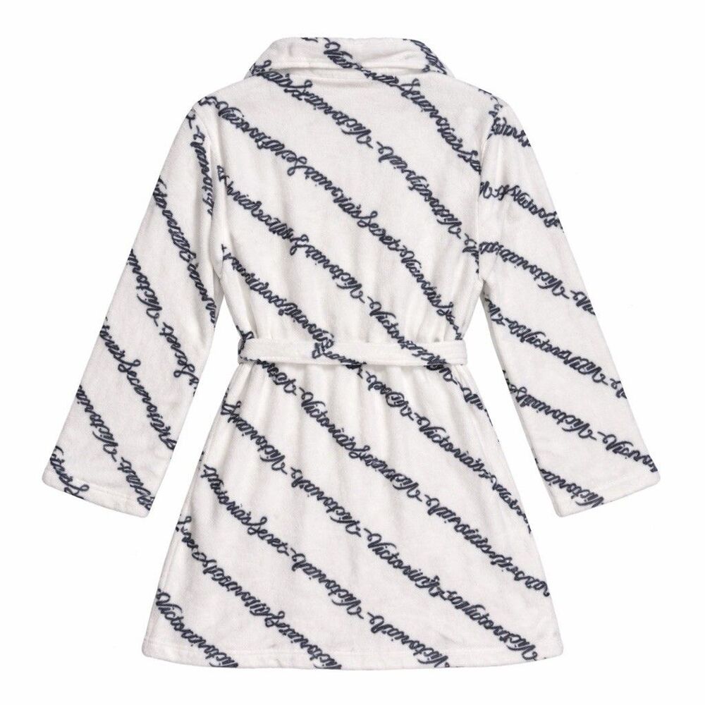 New Victoria Secret Plush Robe White Script Soft Bridal Getting Ready XS S M - Picture 3 of 6